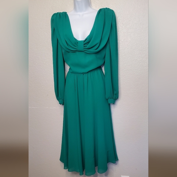 Coco Of California 70s Vintage Green Midi Dress Size 10 - Picture 2 of 9